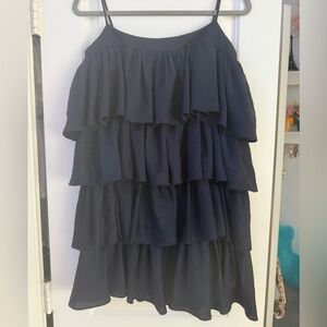 NWOT KOCH Ruffled Tier Black Dress Strappy Formal Elegant Ruffle Dress Size XS/S
